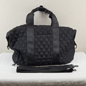 Nicole Miller Black Quilted Weekend Duffel Bag with Removable Strap